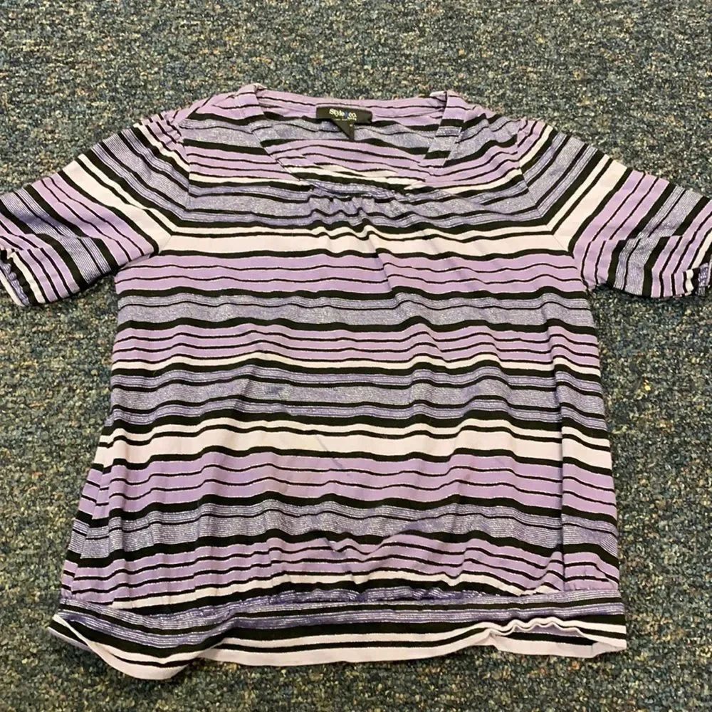 Style & Co Purple Stripped Glitter Top sz. L